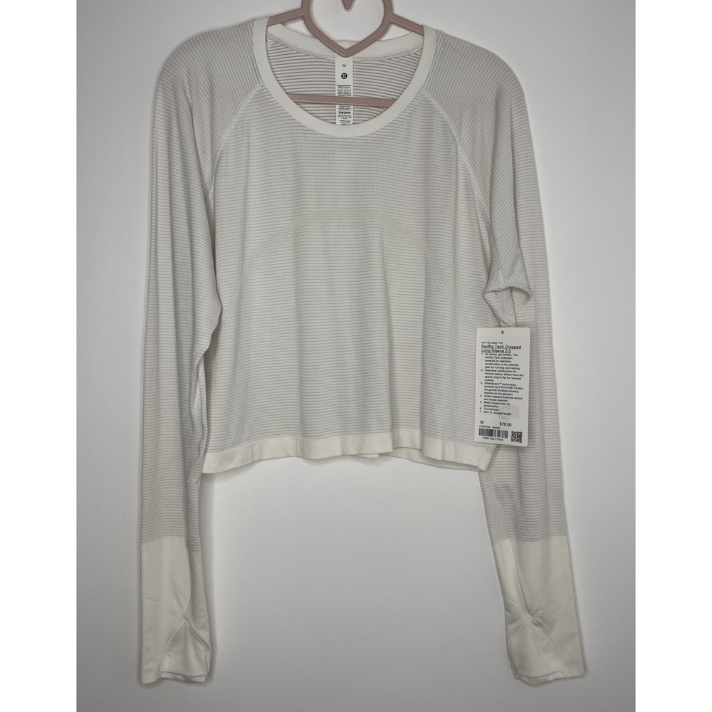 Lululemon Swiftly Tech2.0 Long Sleeve Cropped Size 16 WHWH NWT